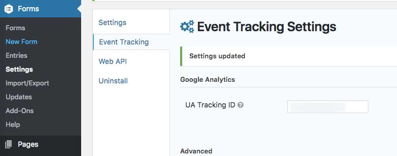 Event Tracking Settings