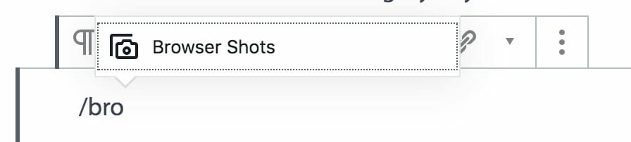 Browser Shots Block Shortcut