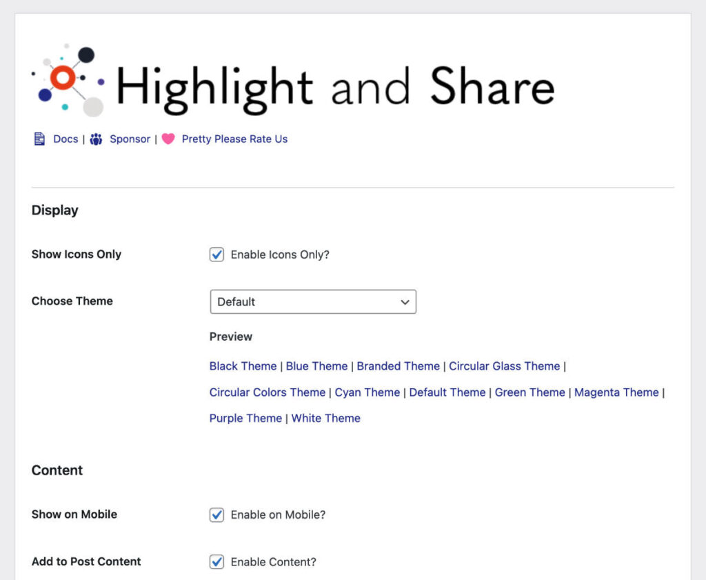 Highlight and Share Old Admin