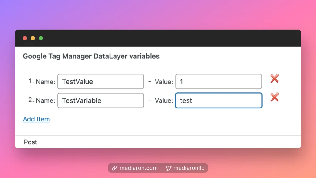 Per Post/Page Datalayer Variables